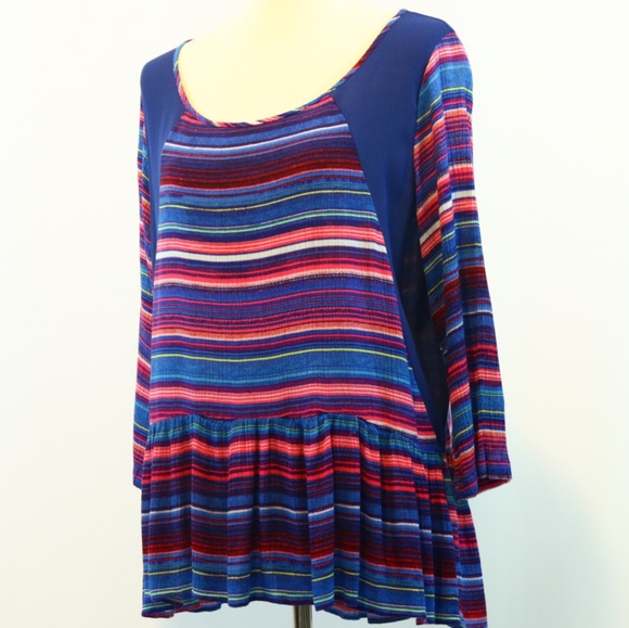 Bongo Striped Peplum Top - Picture 2 of 8